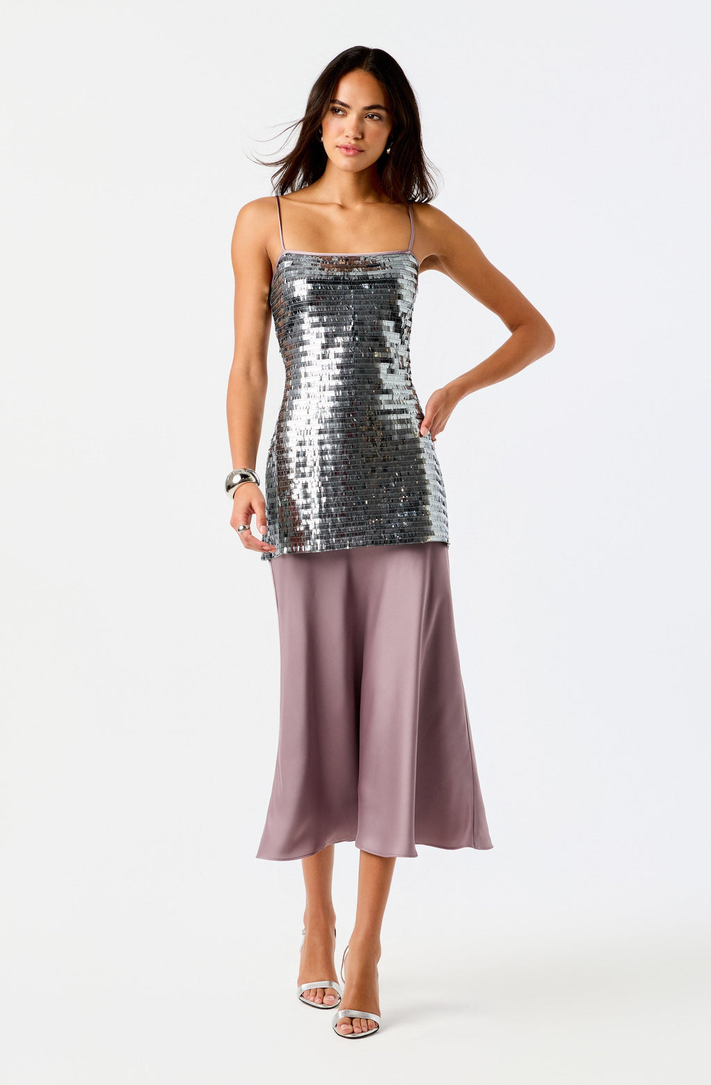 Lumi Sequin Bodice Satin Maxi Dress