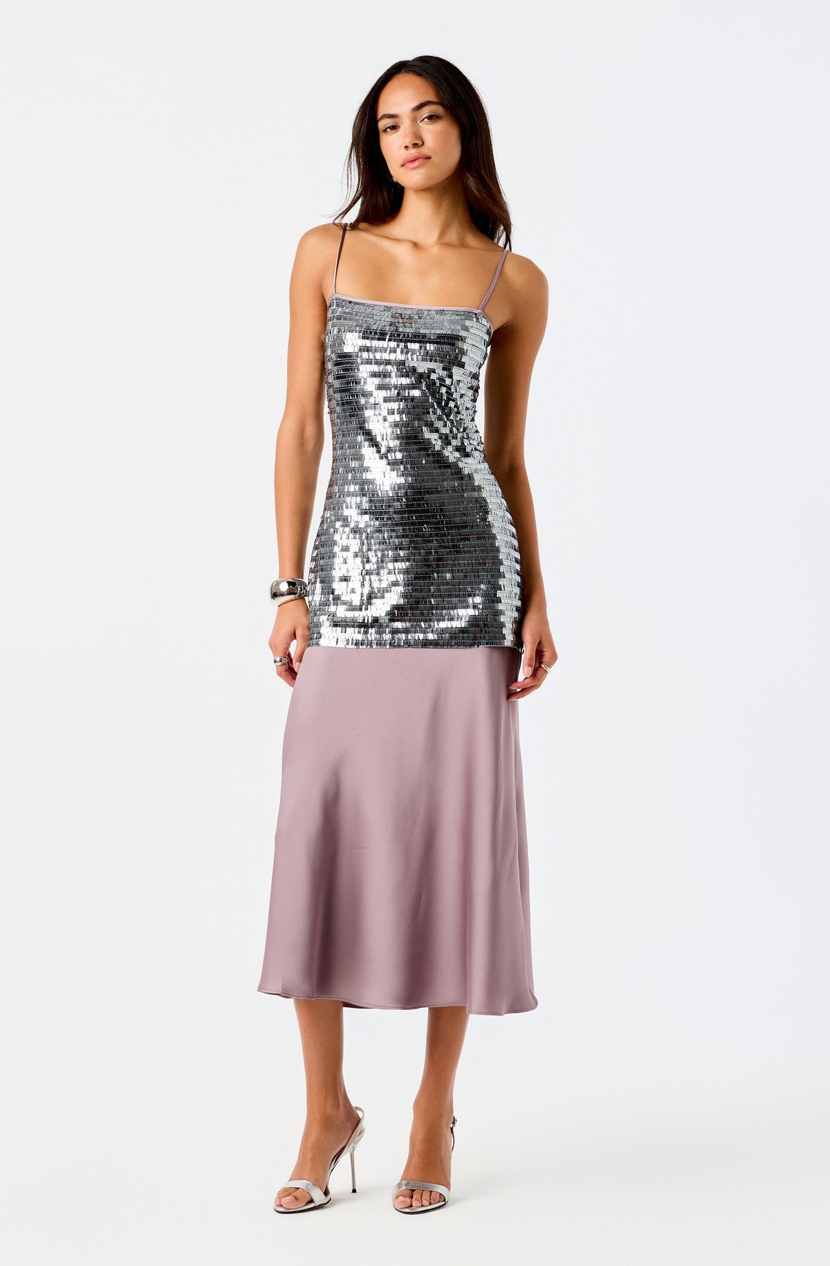 Lumi Sequin Bodice Satin Maxi Dress