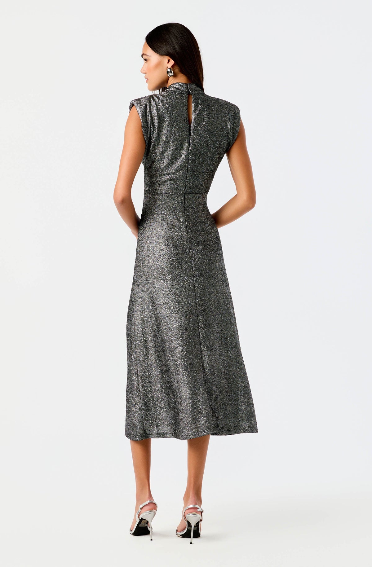 Masuma Metallic Ruched Midi Dress