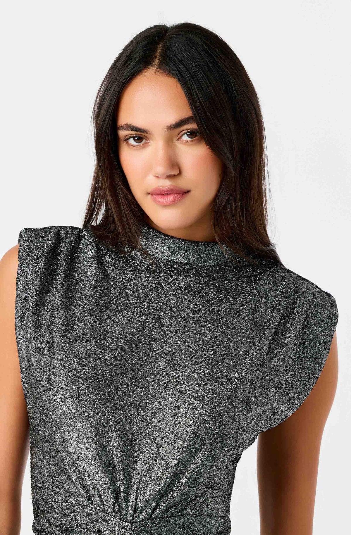 Masuma Metallic Ruched Midi Dress