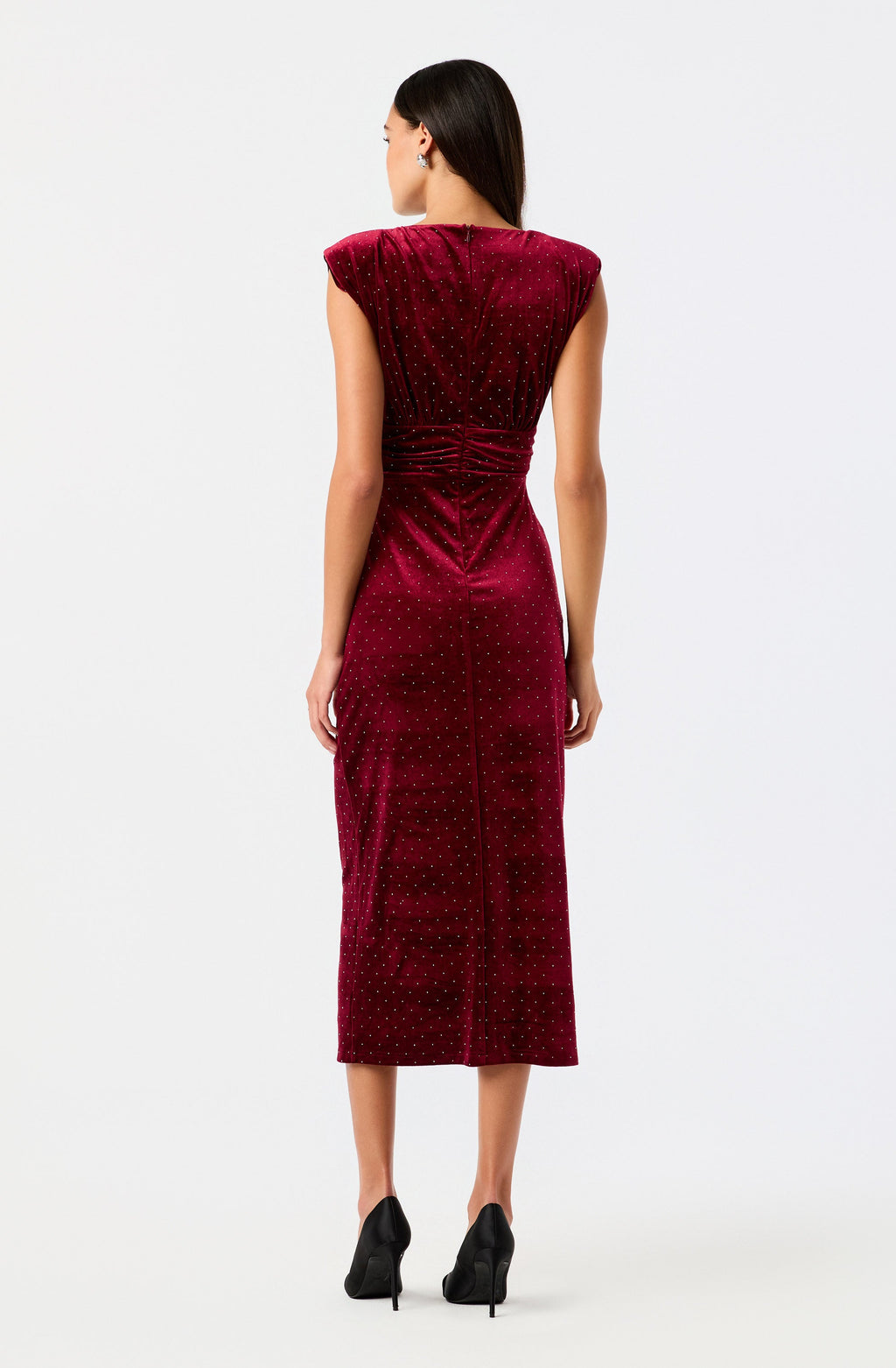 Kamilah Embellished Velvet Cutout Midi Dress