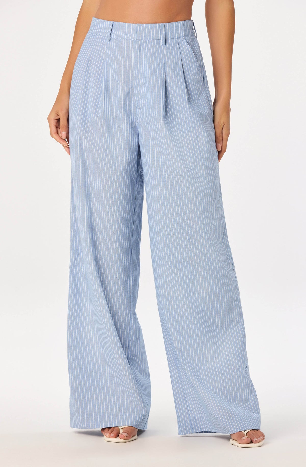 Linsey Striped Wide Leg Linen Pants