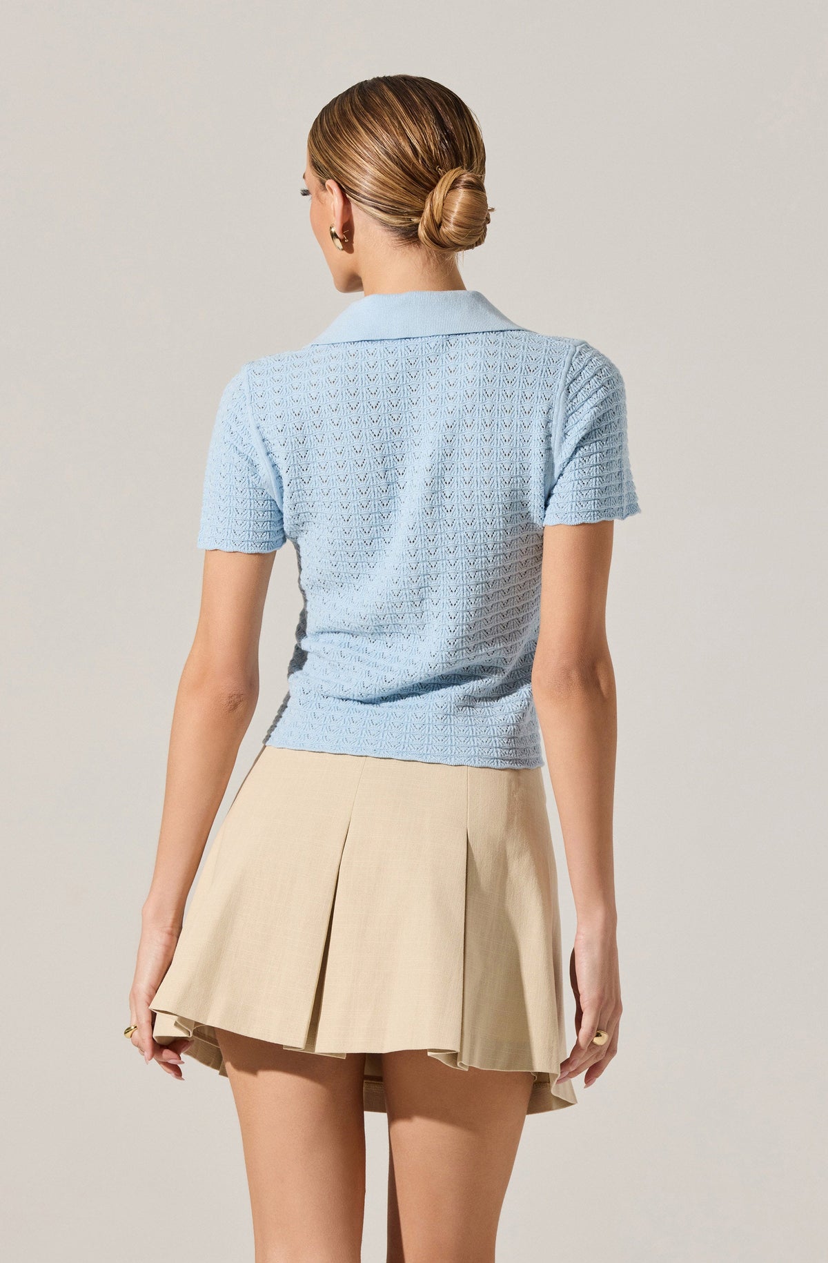 Wide pleat mini skirt