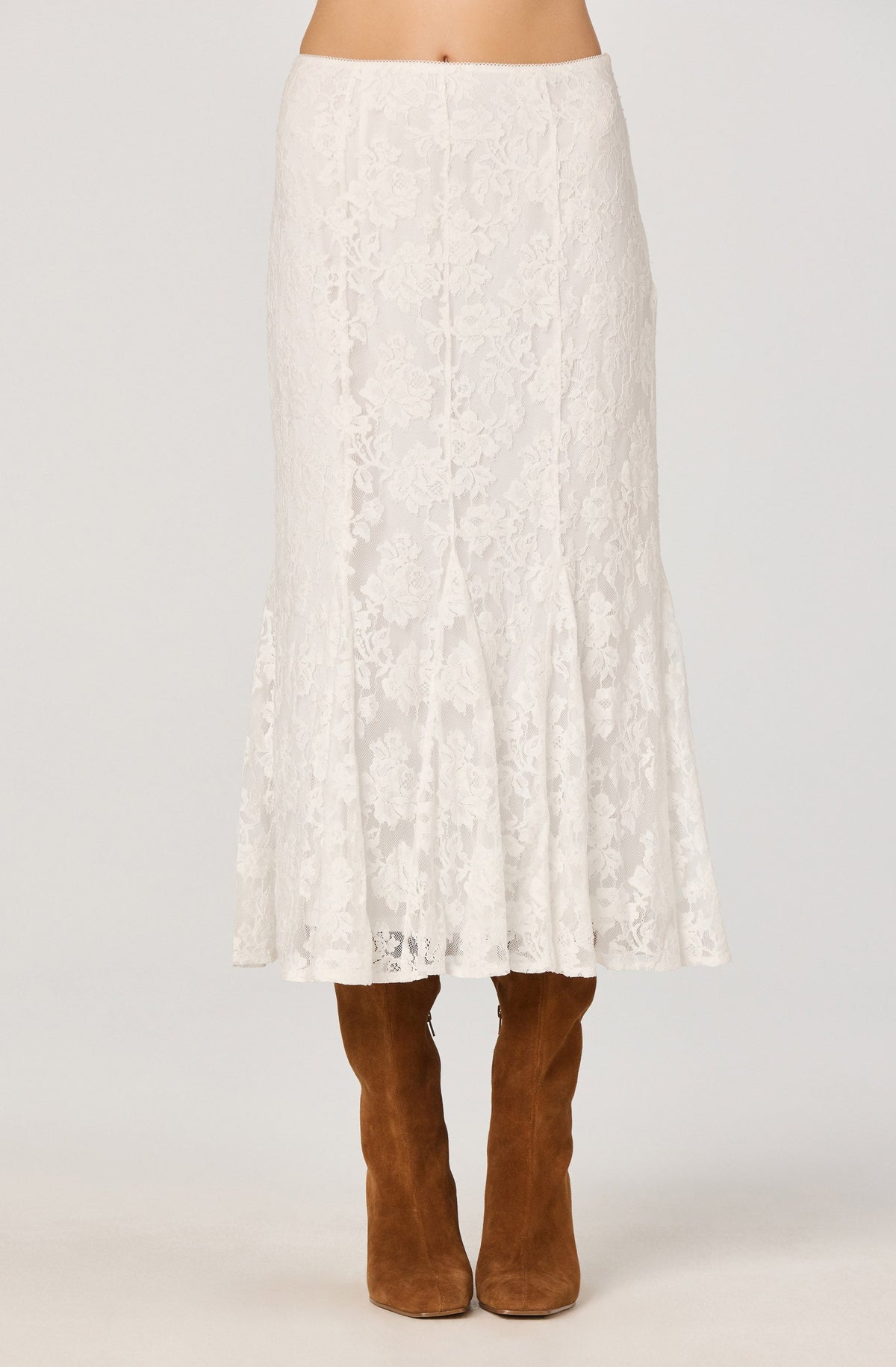 Lace Godet Midi Skirt
