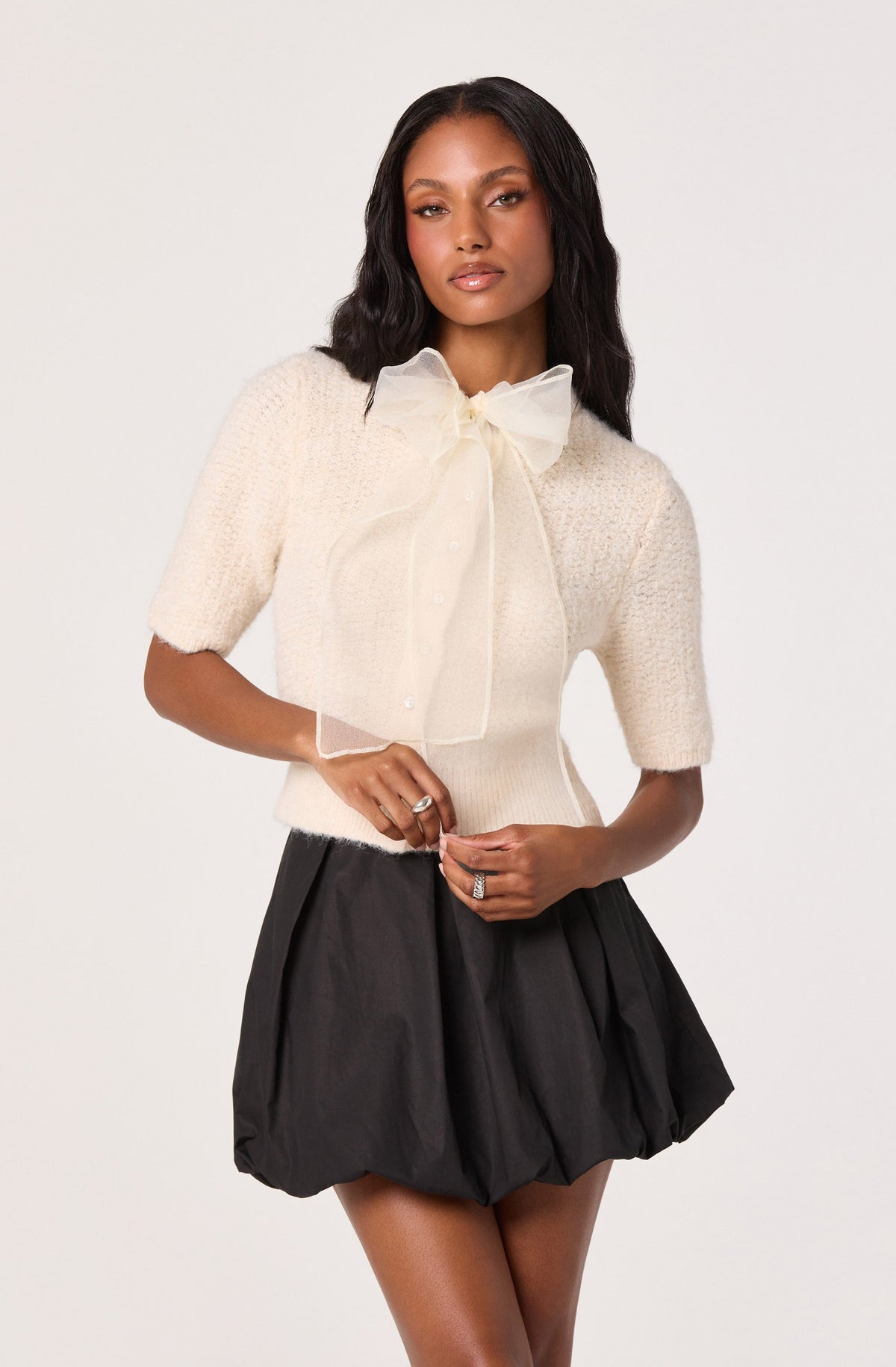 Wide Pleat Bubble Mini Skirt