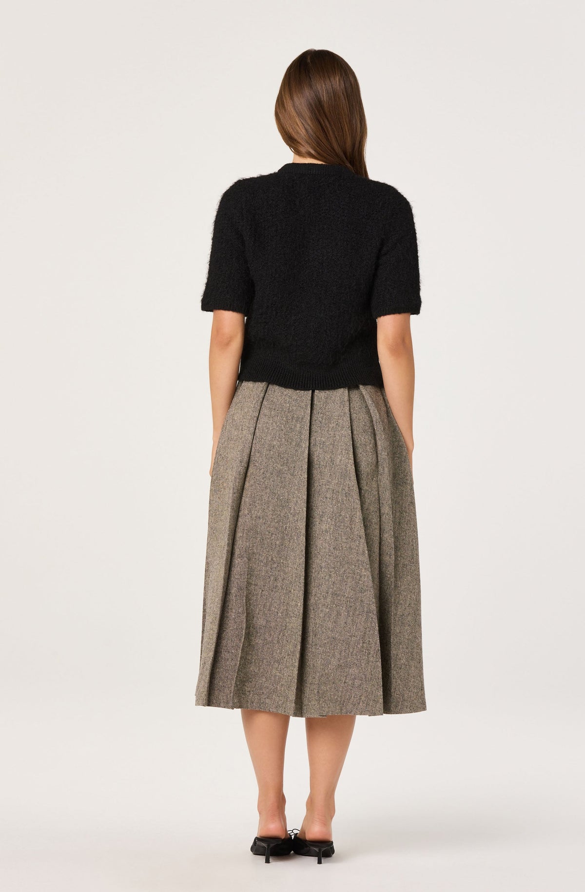 Wide Pleat Midi Skirt