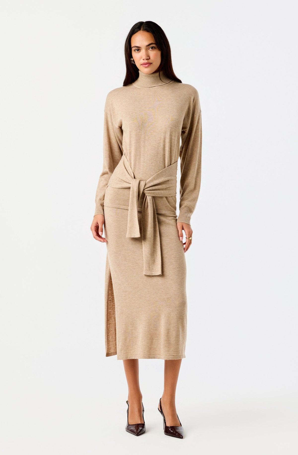Brenleigh Knit Side Slit Midi Skirt