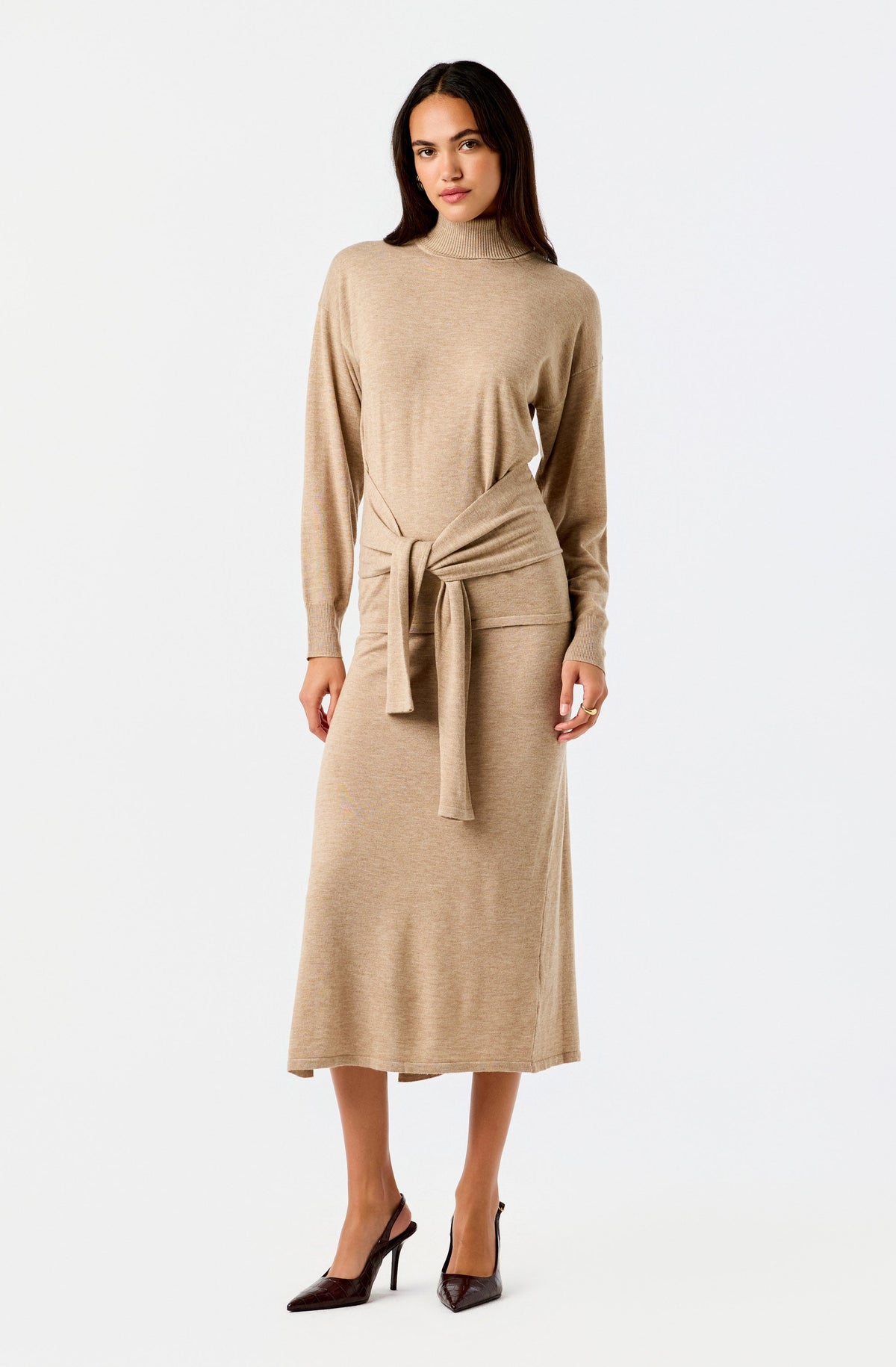 Brenleigh Knit Side Slit Midi Skirt