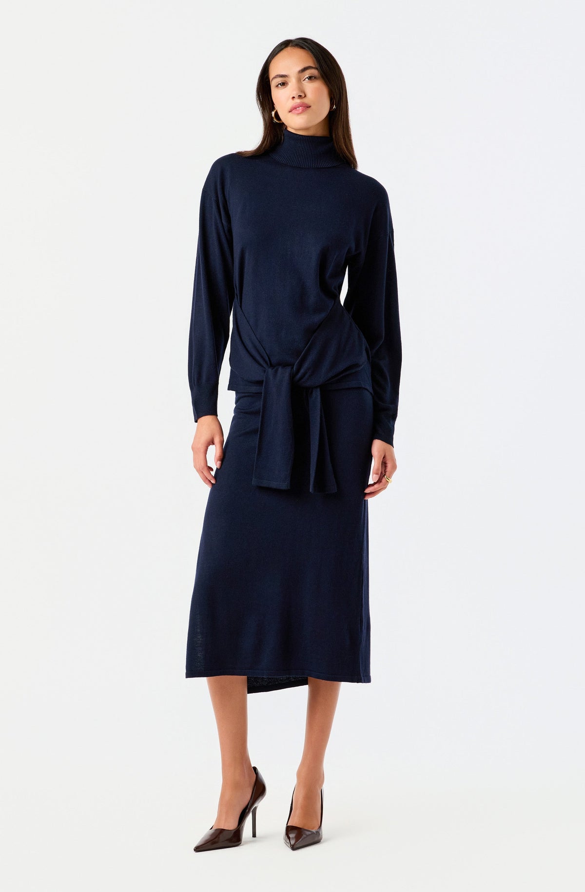 Brenleigh Knit Side Slit Midi Skirt