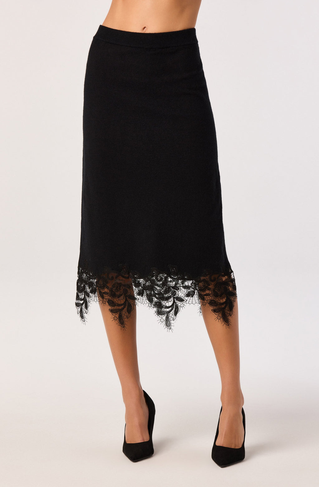 Nadine Lace-Hem Midi Skirt