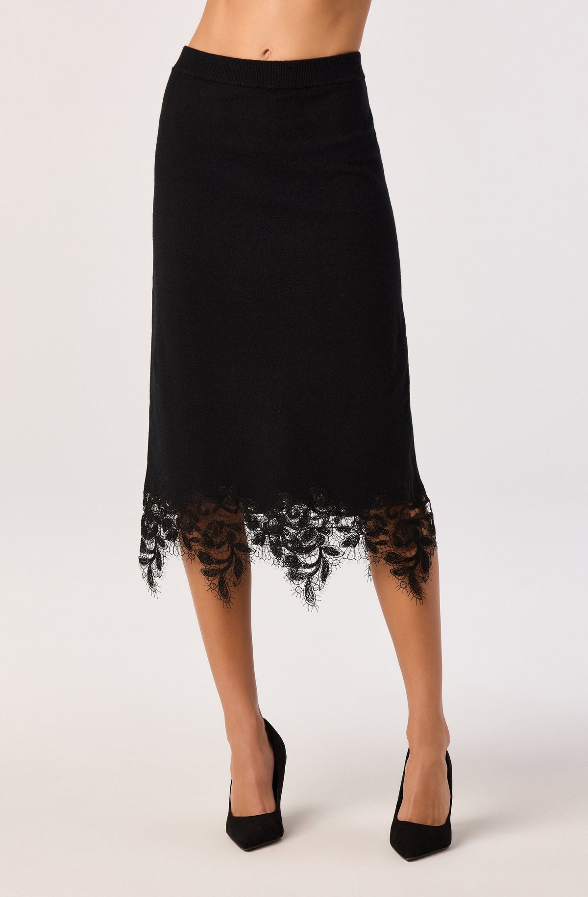 Nadine Lace-Hem Midi Skirt