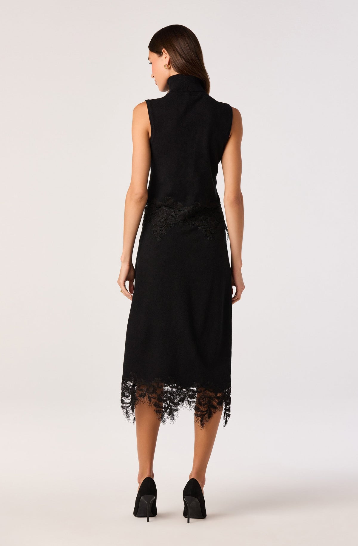 Nadine Lace-Hem Midi Skirt