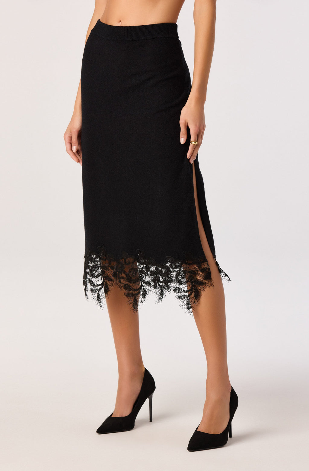 Nadine Lace-Hem Midi Skirt