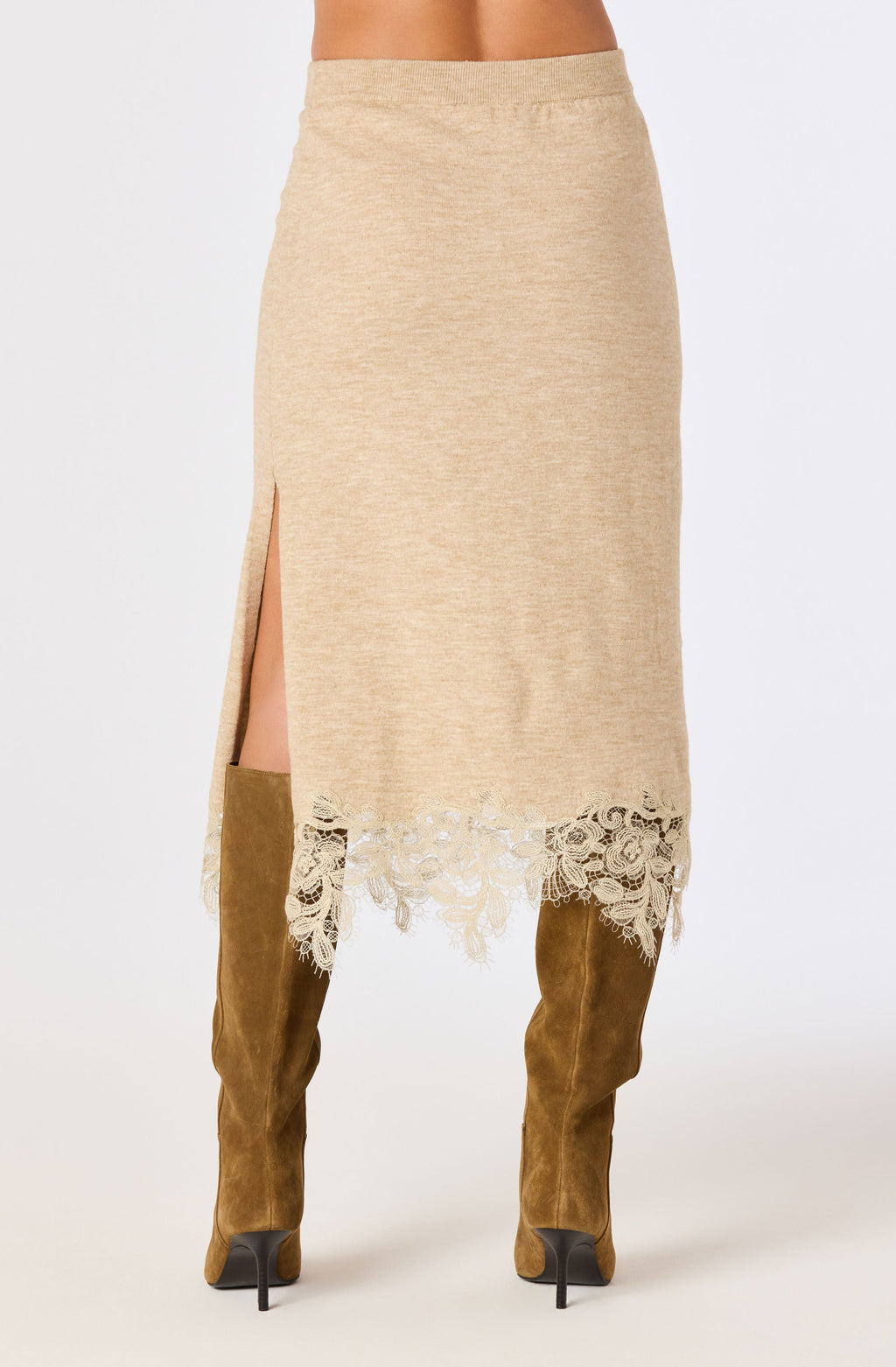 Nadine Lace-Hem Midi Skirt