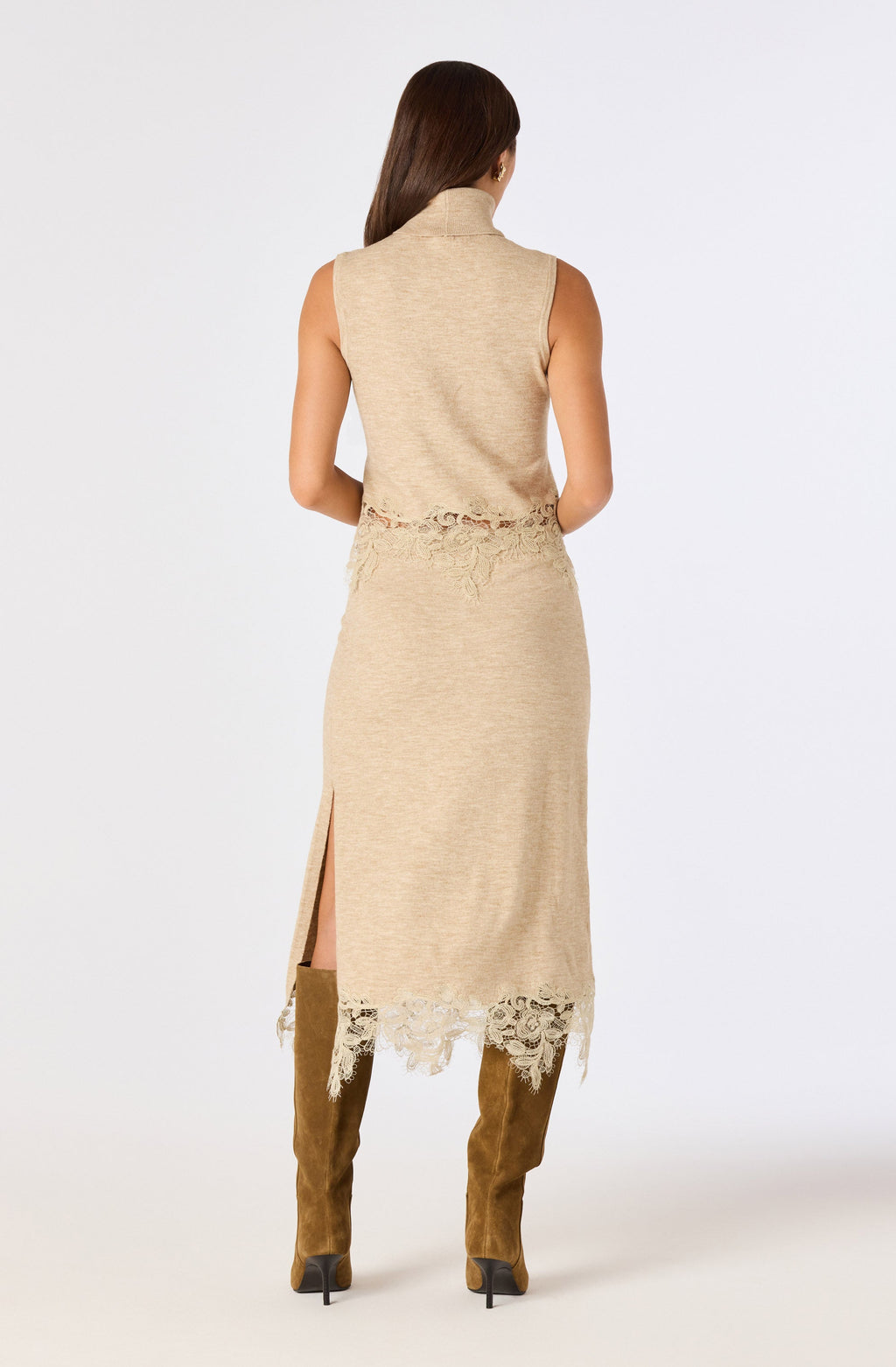 Nadine Lace-Hem Midi Skirt
