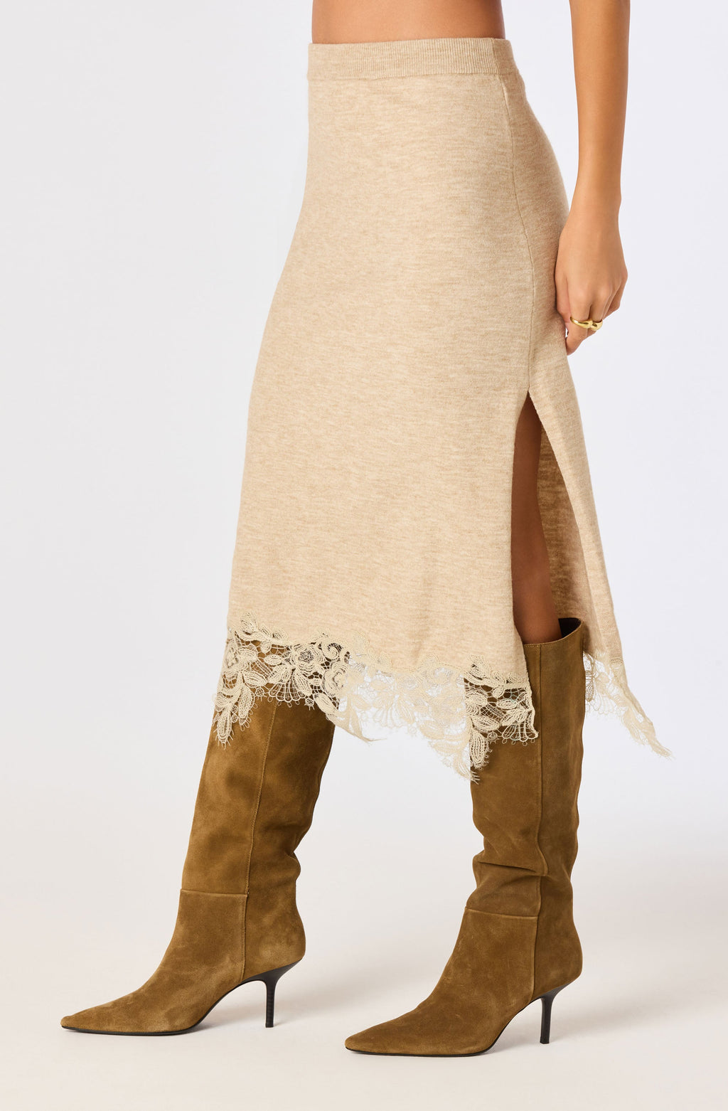 Nadine Lace-Hem Midi Skirt