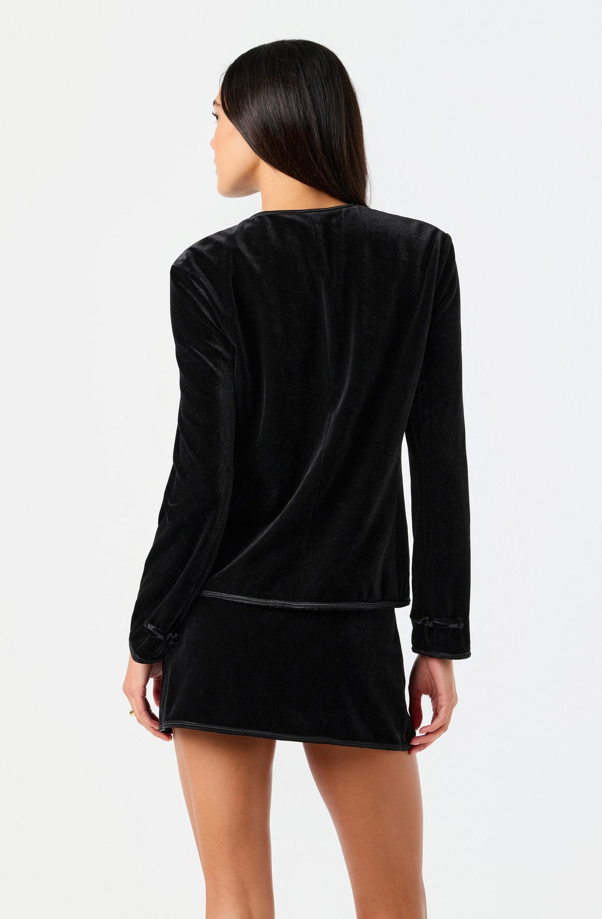 Zahra Velvet Frog Detail Mini Skirt