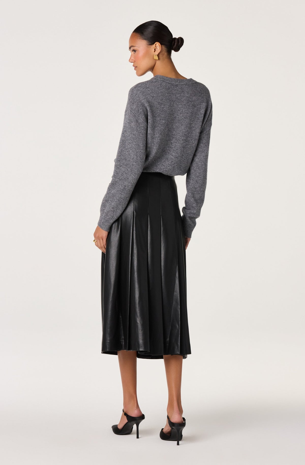 Gloriana Faux Leather Pleated Midi Skirt