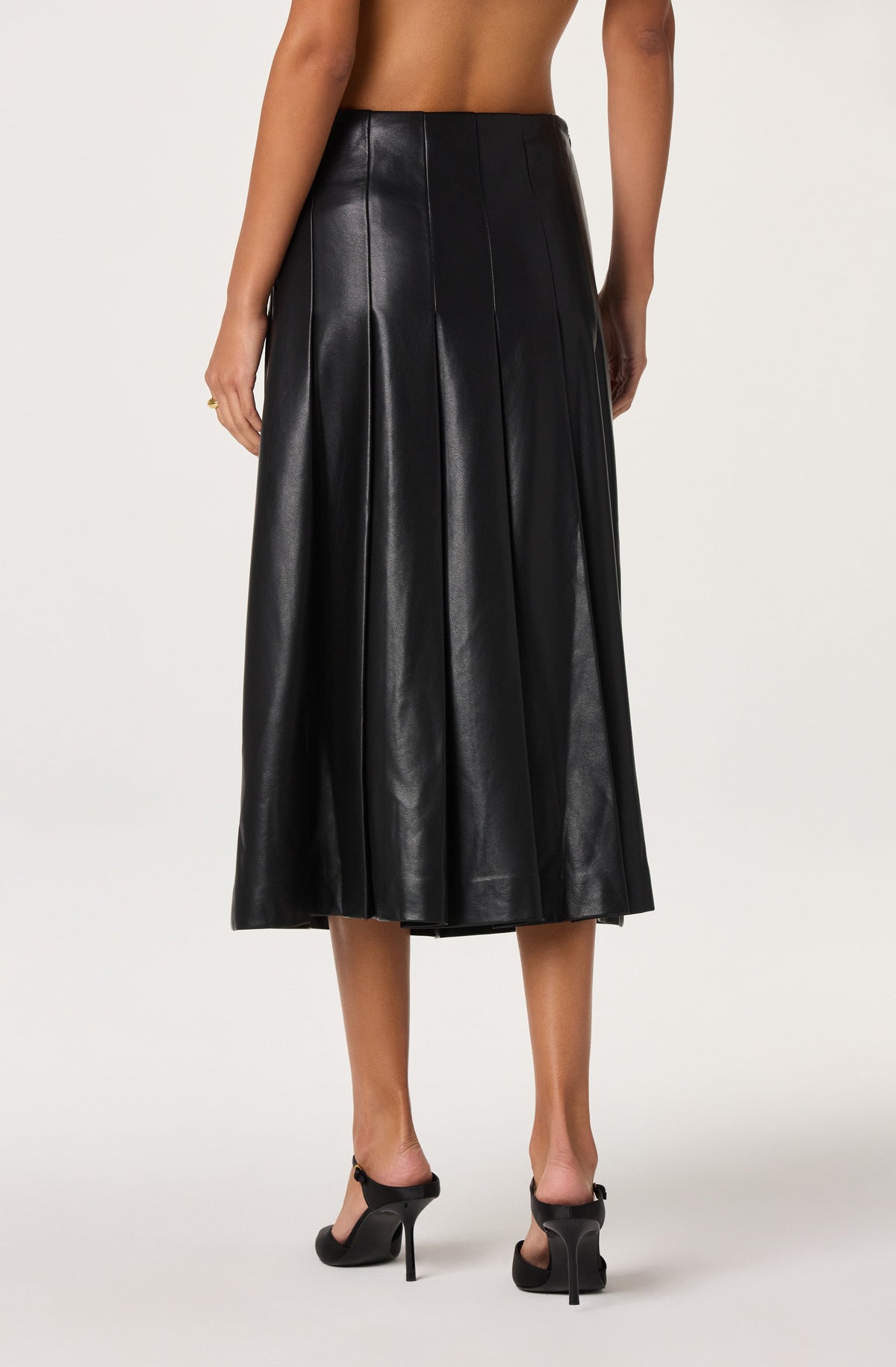 Gloriana Faux Leather Pleated Midi Skirt
