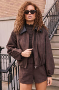 Raevin Faux Suede Bomber Jacket