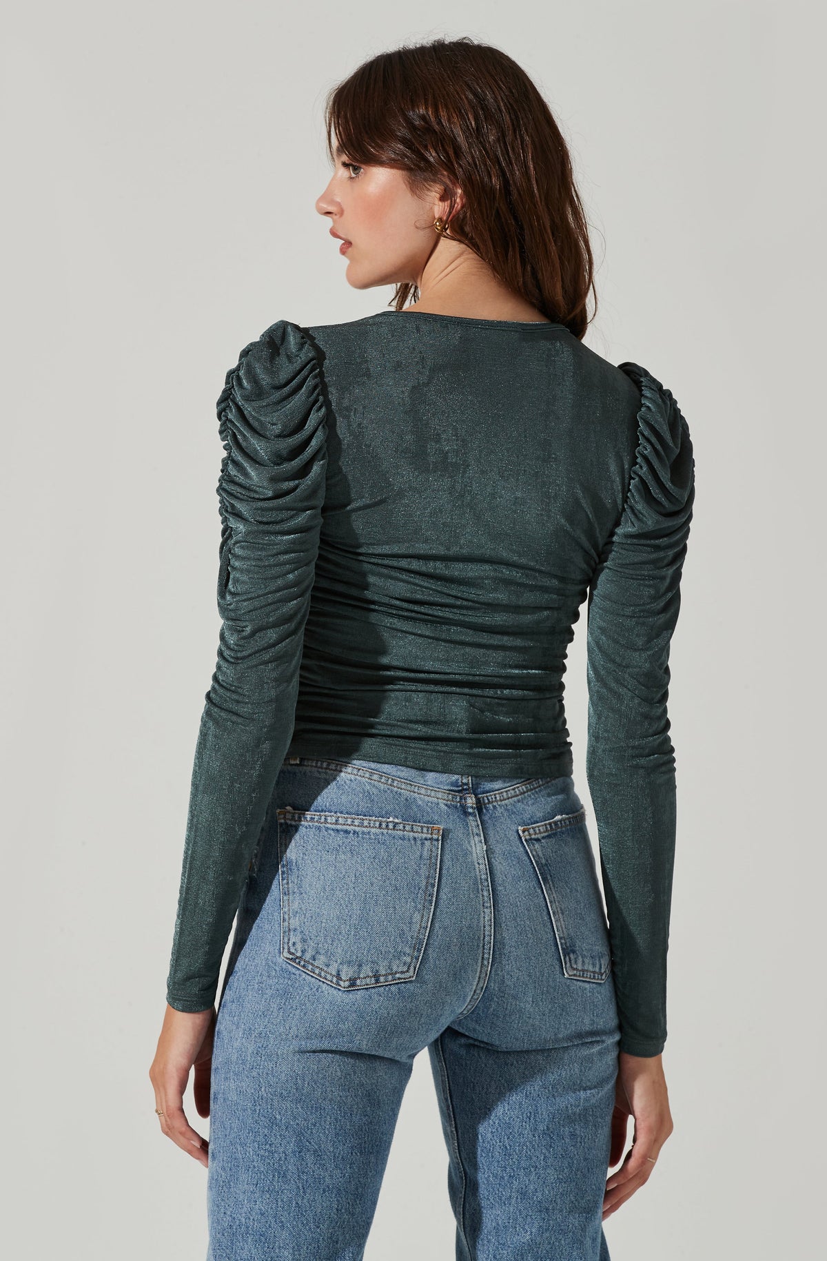 Ruched Front Long Sleeve Top