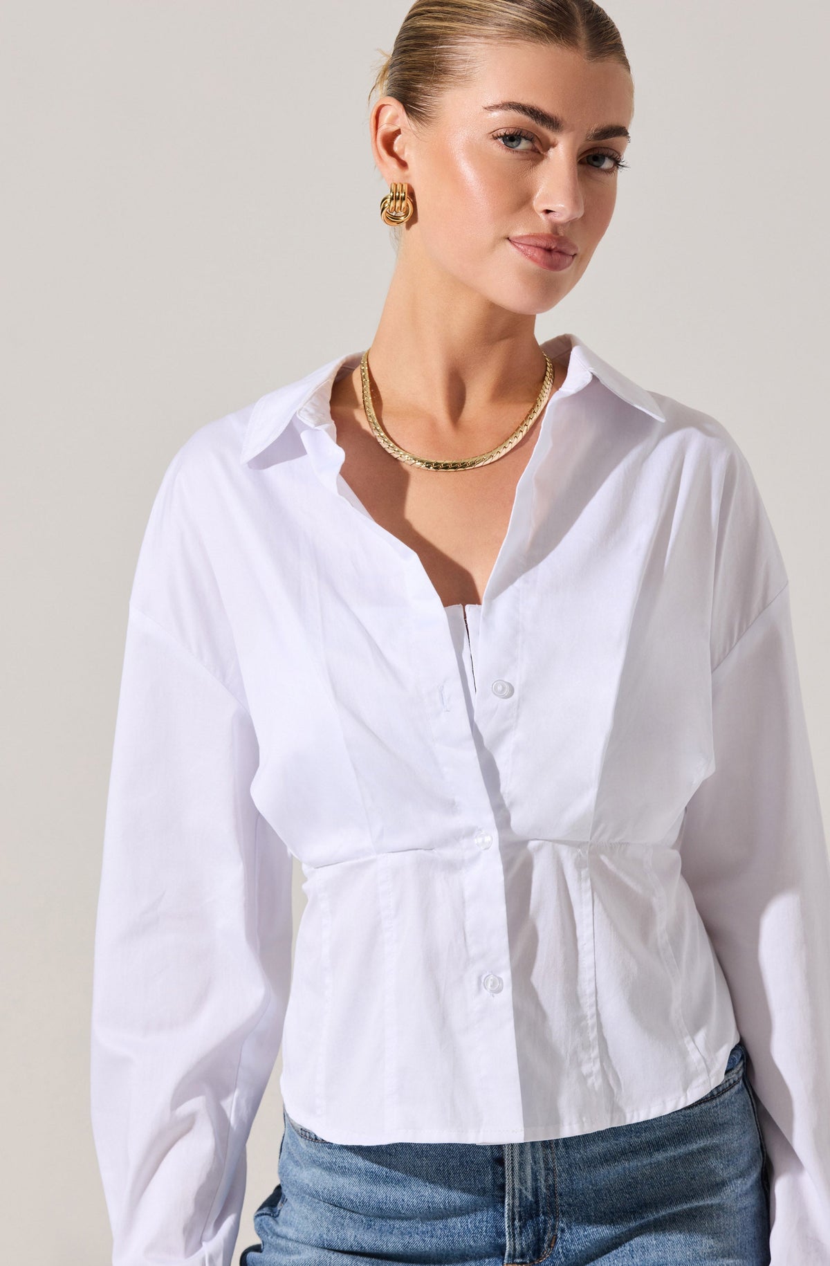 Layered Peekaboo Corset Shirt