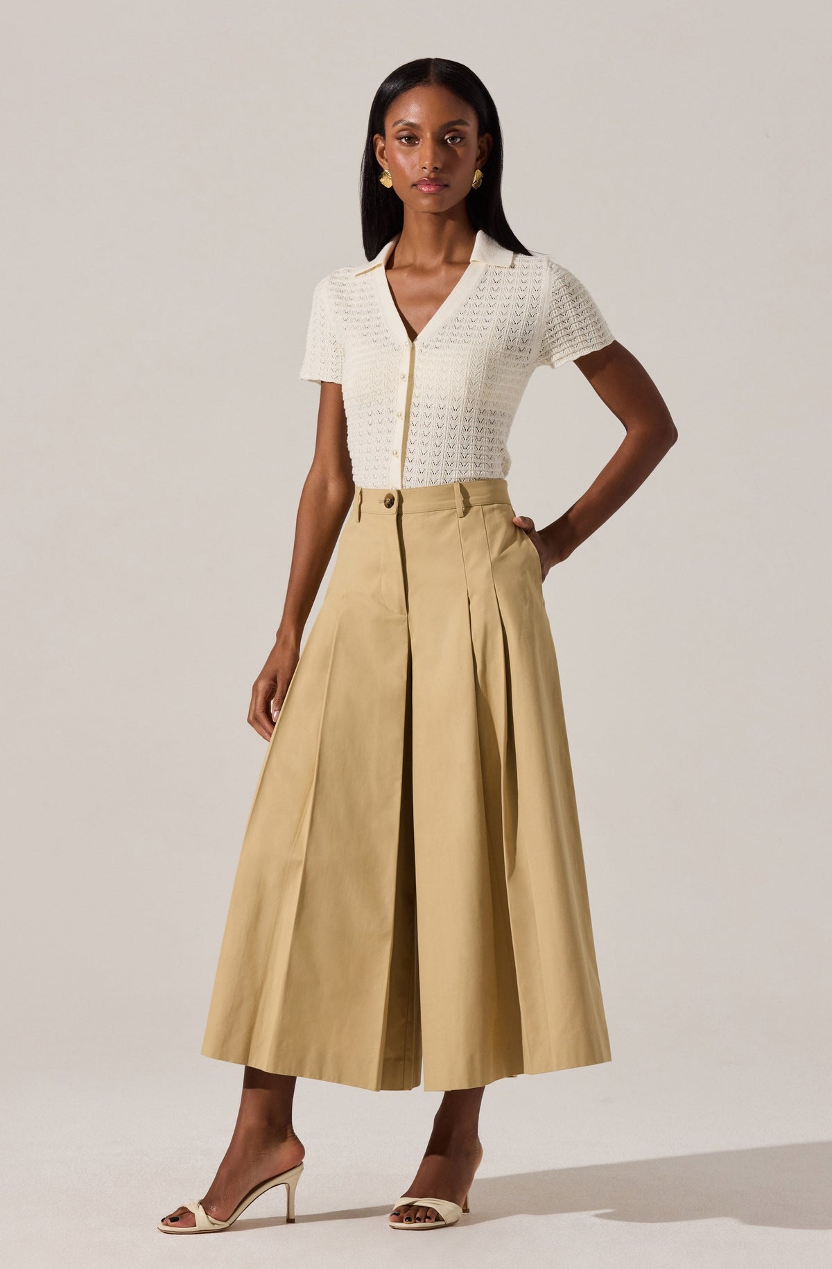 Pearl Polo Pointelle Sweater
