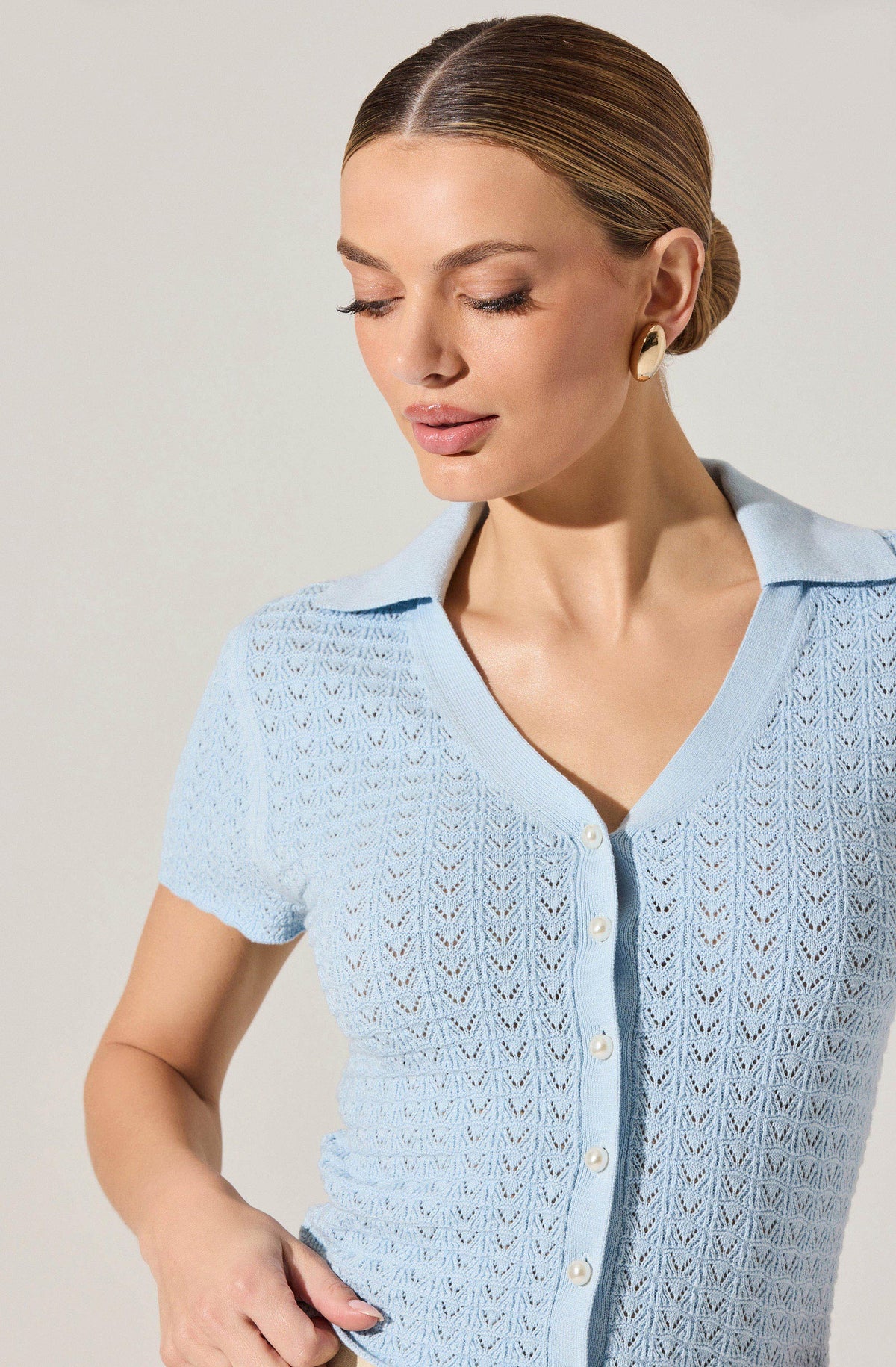 Pearl Polo Pointelle Sweater