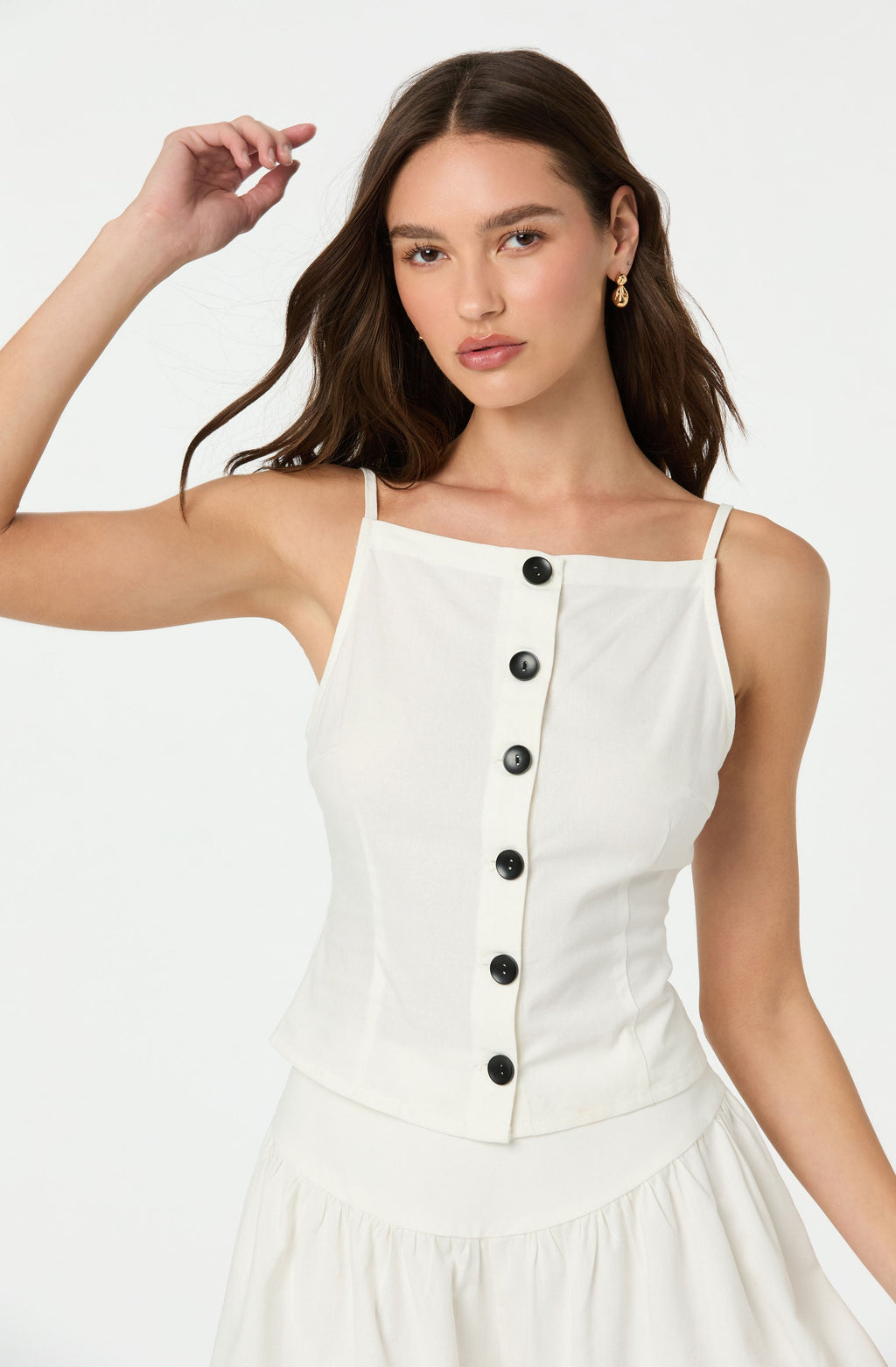 Linen-Blend Boat Neck Top