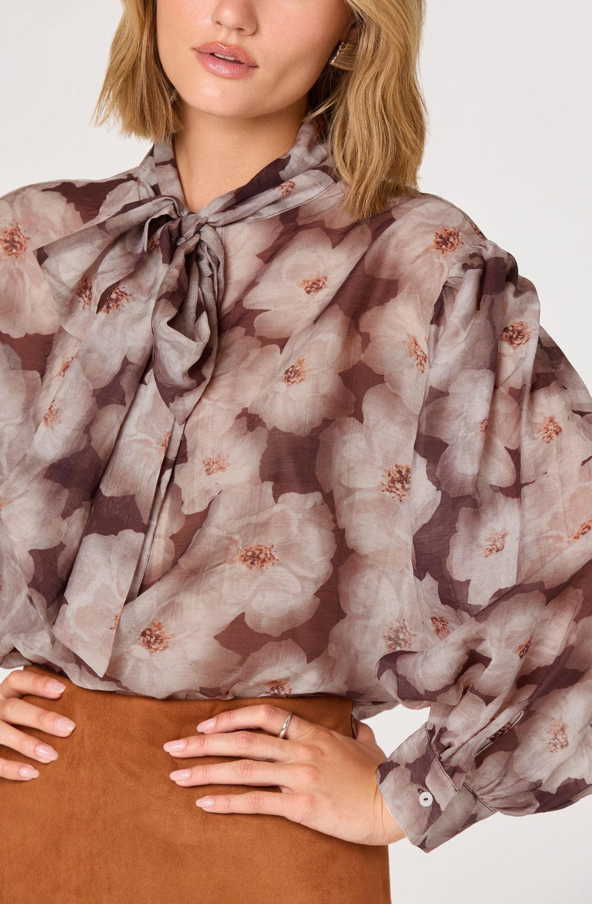 Semi Sheer Bow Necktie Top