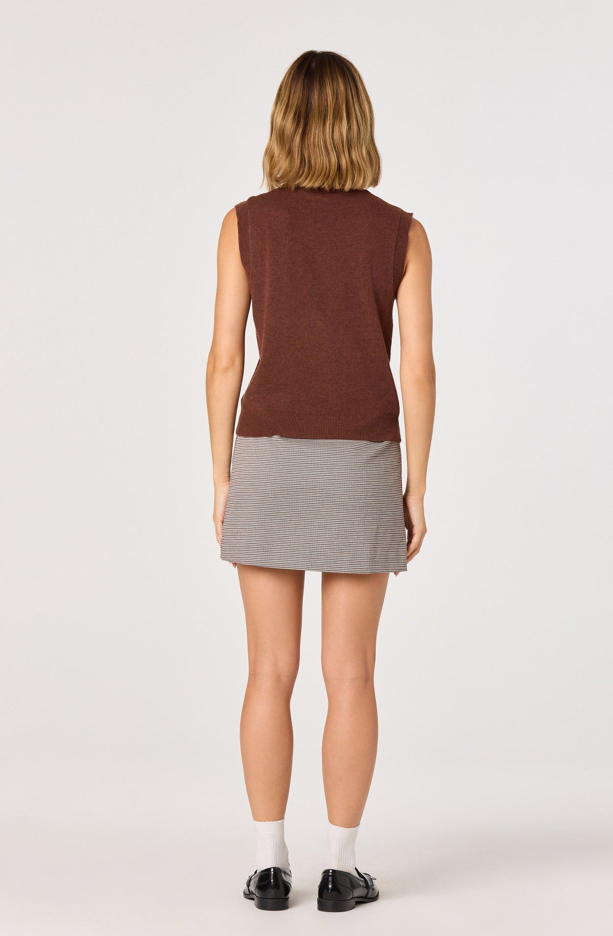 Sleeveless Layered Scarf Sweater