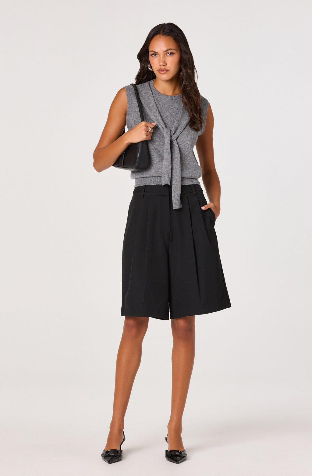 Sleeveless Layered Scarf Sweater