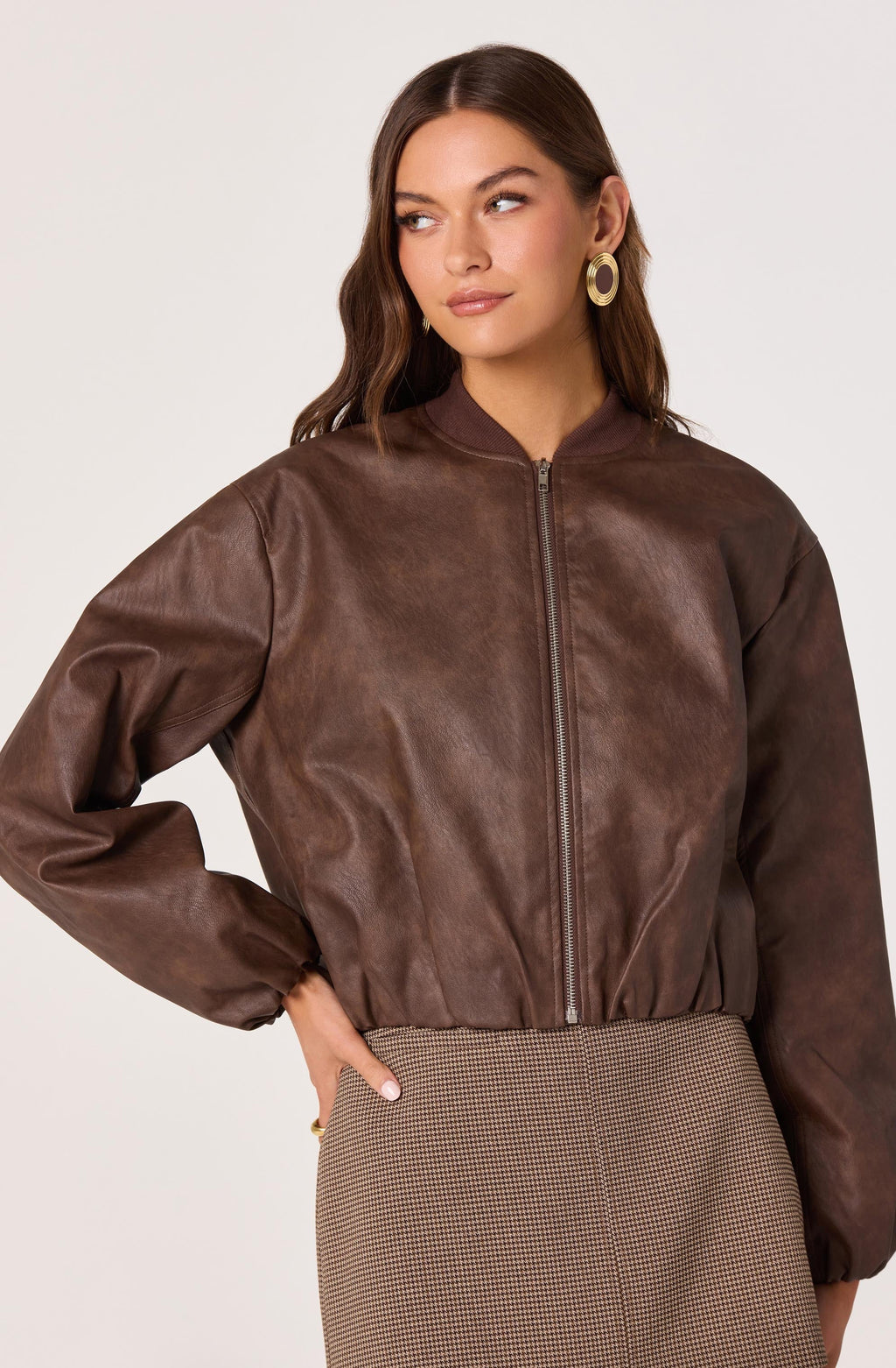 Faux Leather Bomber Jacket