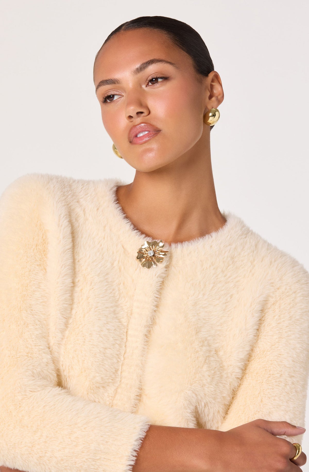 Fuzzy Cropped Cardigan
