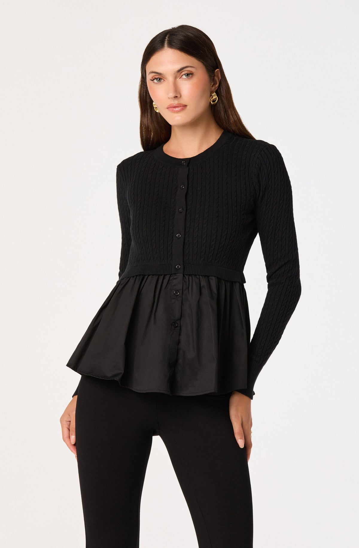 Mixed Media Peplum Top