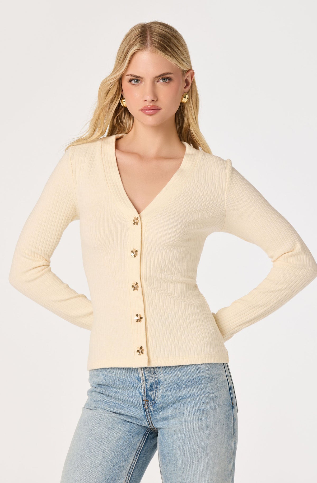 Mckenzie Ribbed V-Neck Cardigan