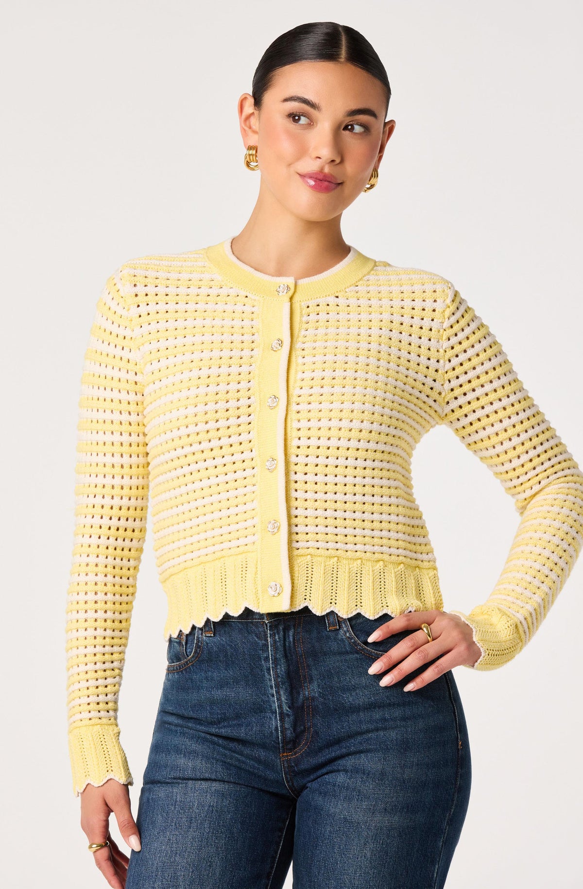 Karly Striped Open Knit Cardigan