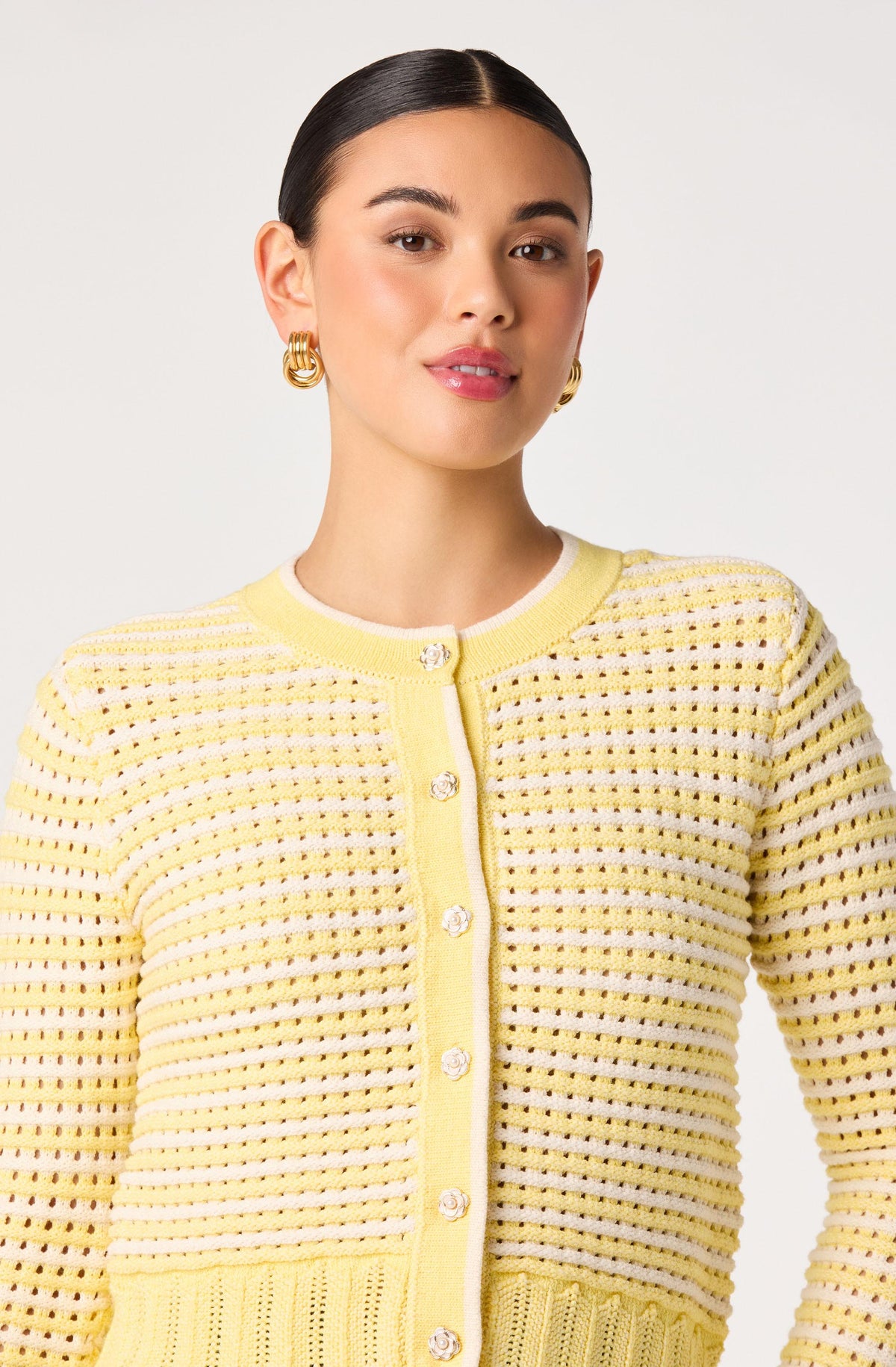 Karly Striped Open Knit Cardigan