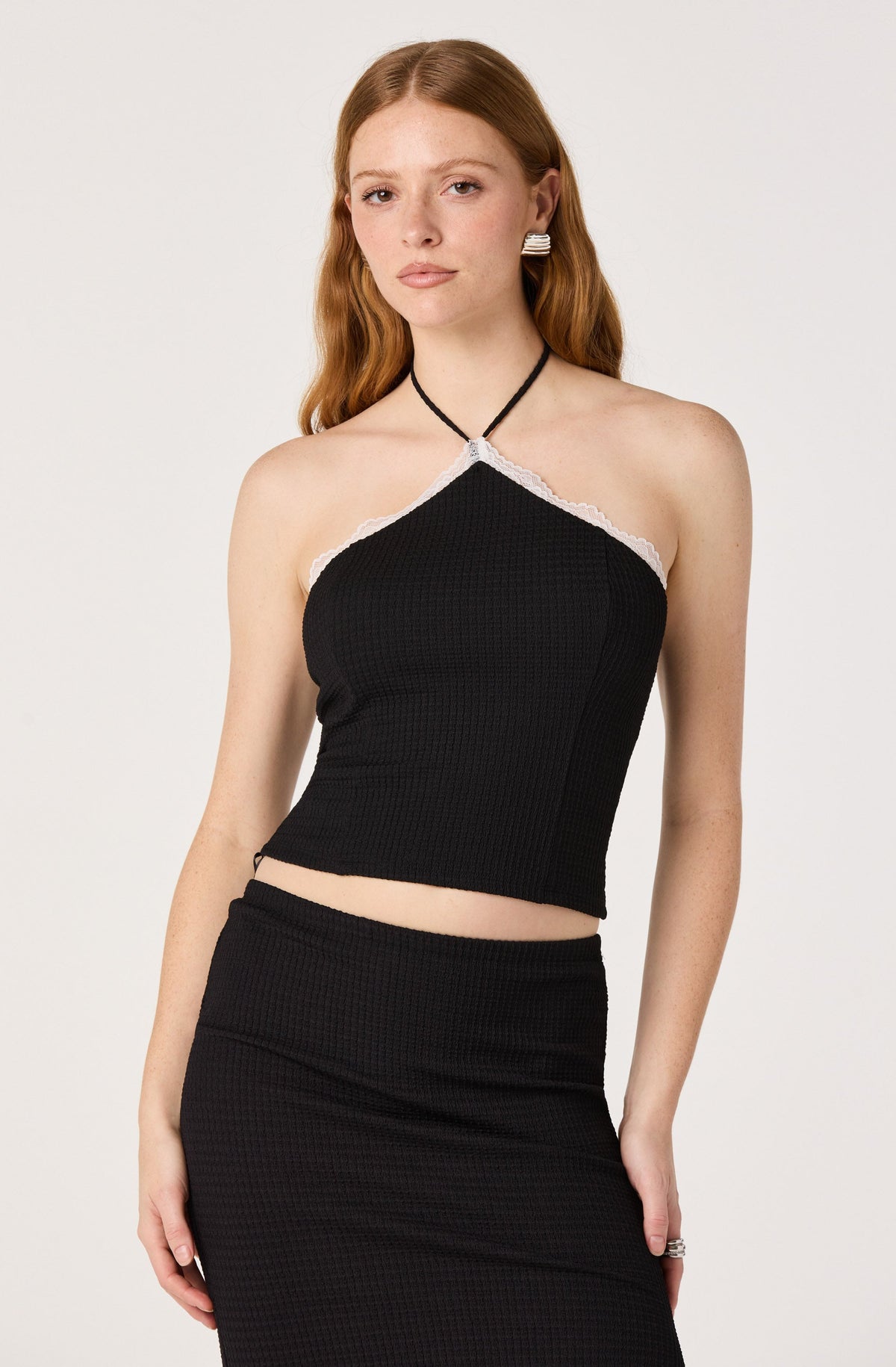 Milana Lace Trim Halter Top