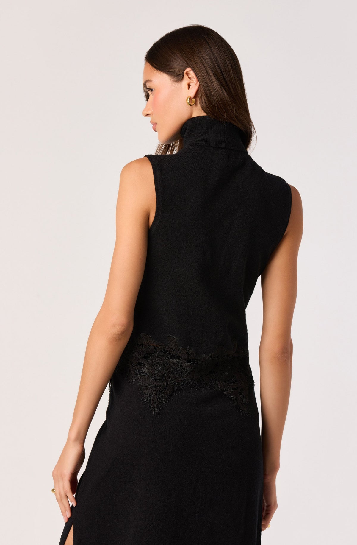 Nadine Lace-Hem Turtleneck Top