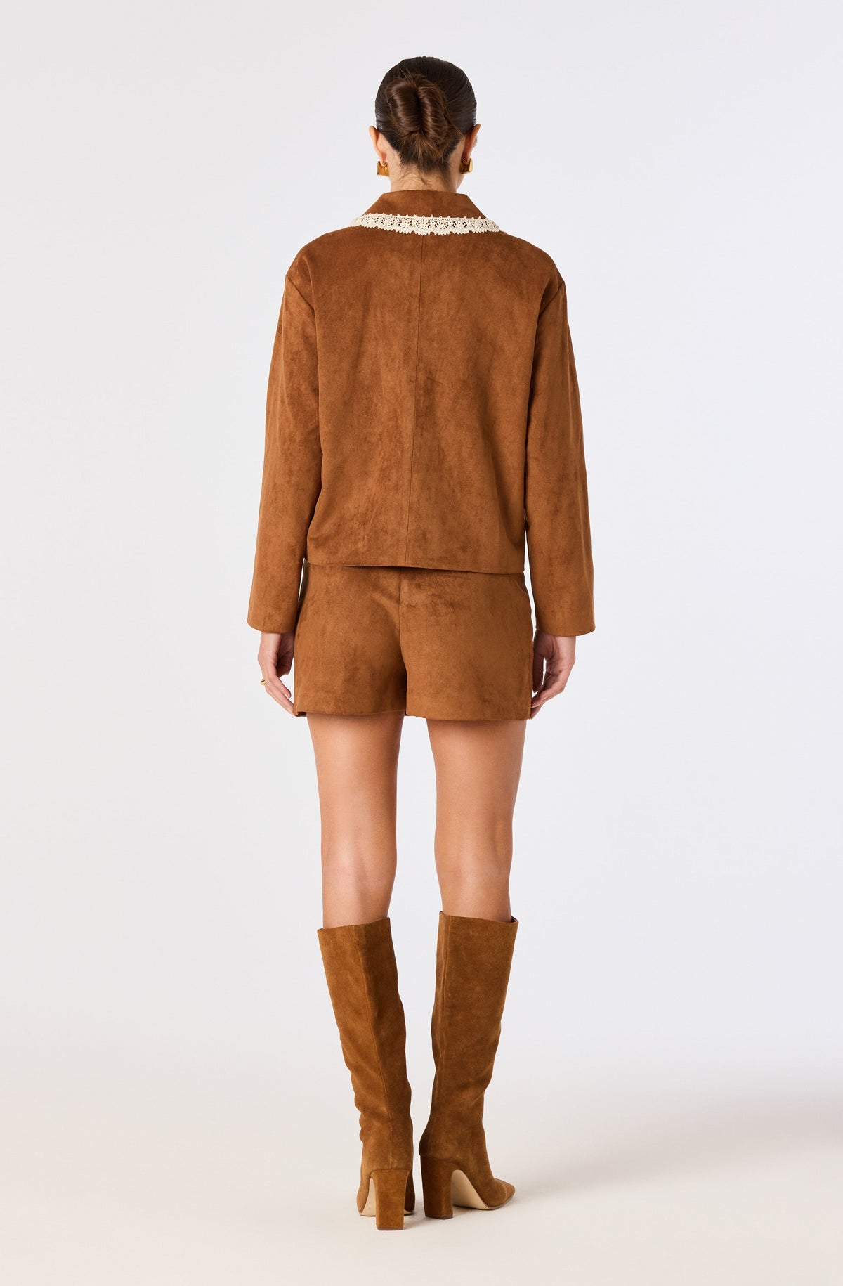 Gavriella Lace-Trim Faux Suede Jacket
