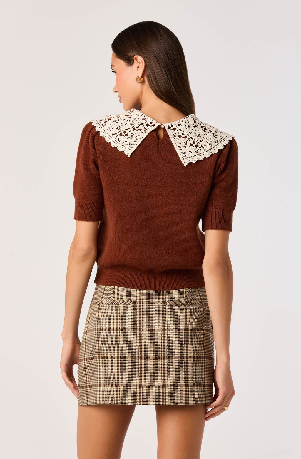 Carianne Lace Collar Puff Sleeve Sweater
