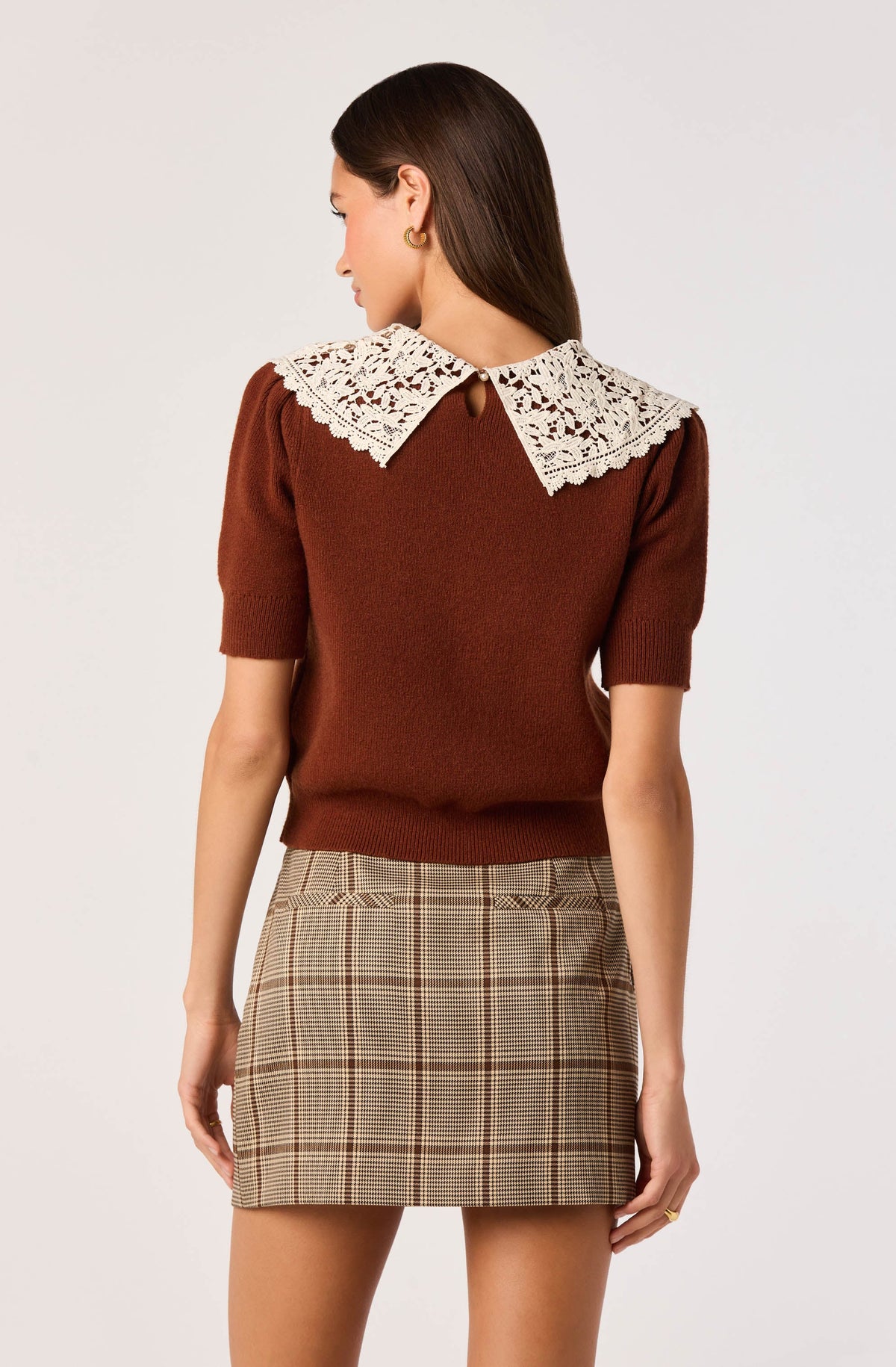 Carianne Lace Collar Puff Sleeve Sweater