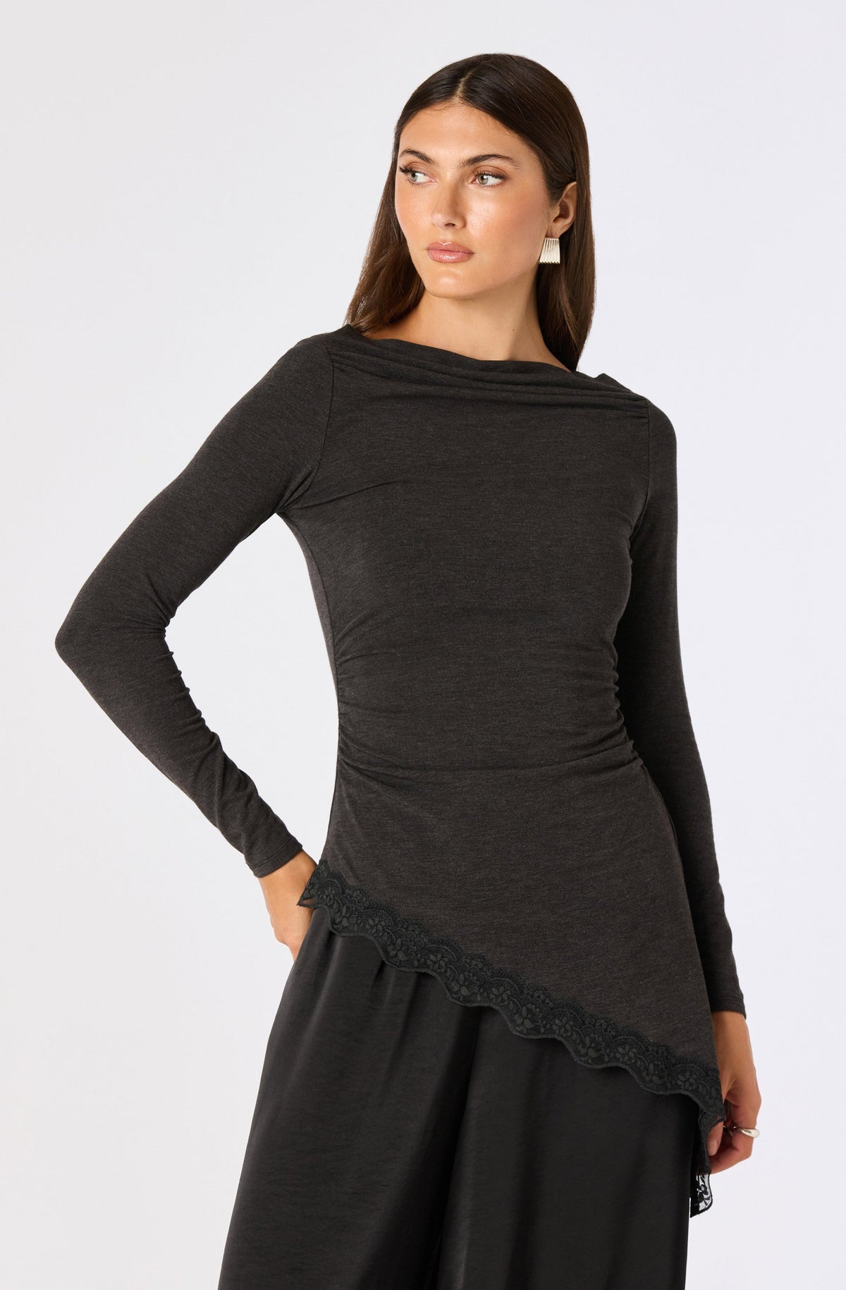 Fiona Asymmetric Lace Hem Top