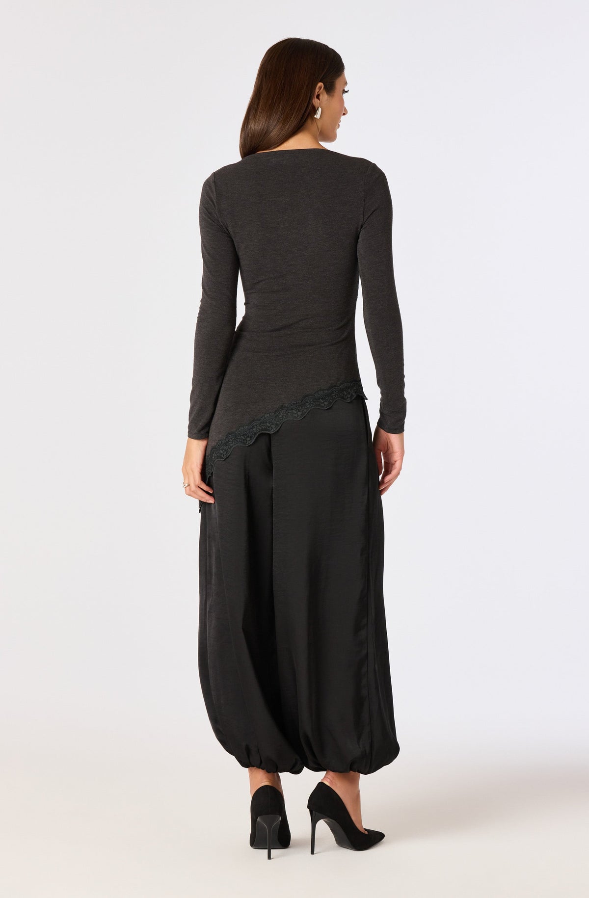 Fiona Asymmetric Lace Hem Top
