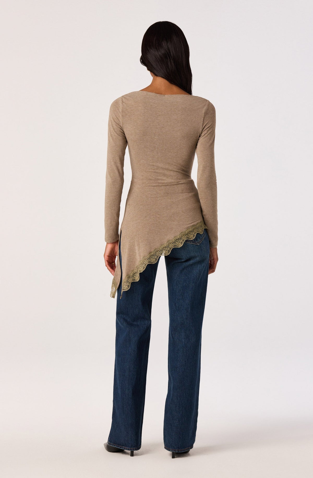 Fiona Asymmetric Lace Hem Top