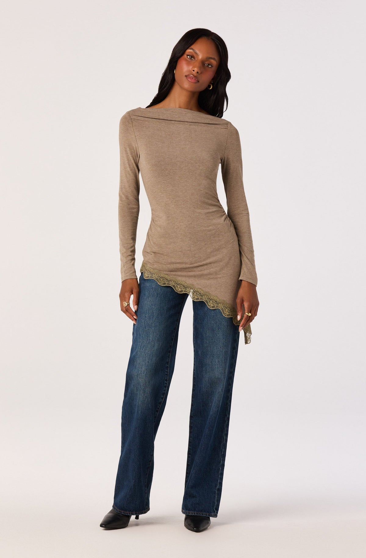 Fiona Asymmetric Lace Hem Top