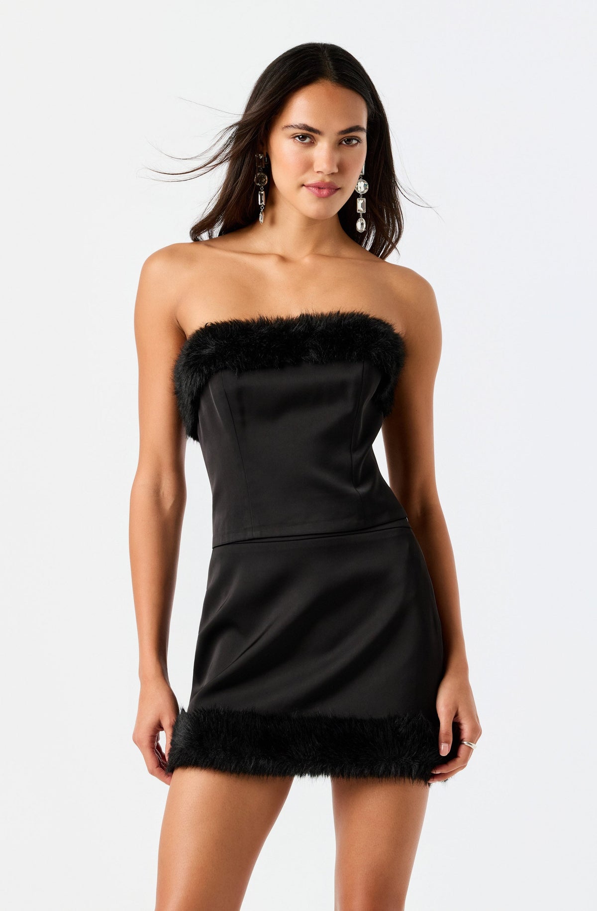 Beltane Faux Fur Trim Corset Top