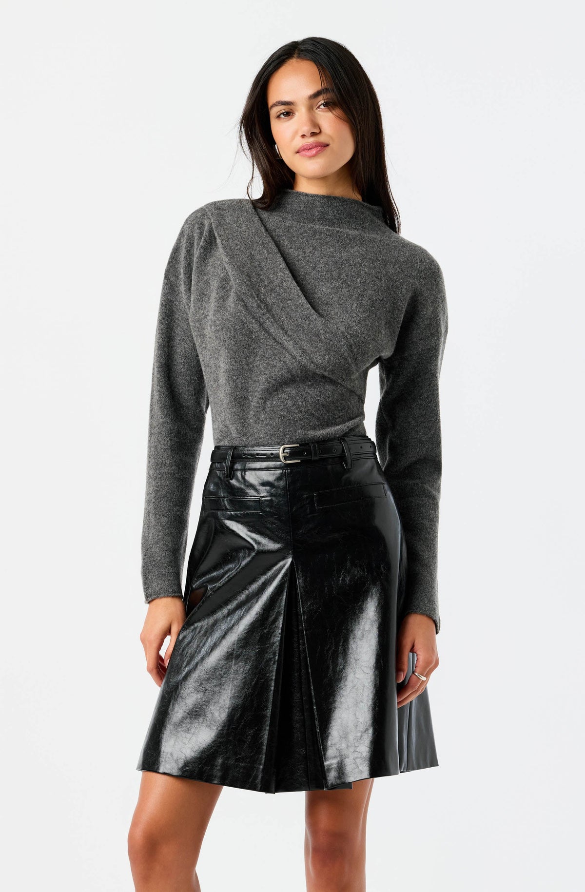 Norma Draped Mock Neck Sweater