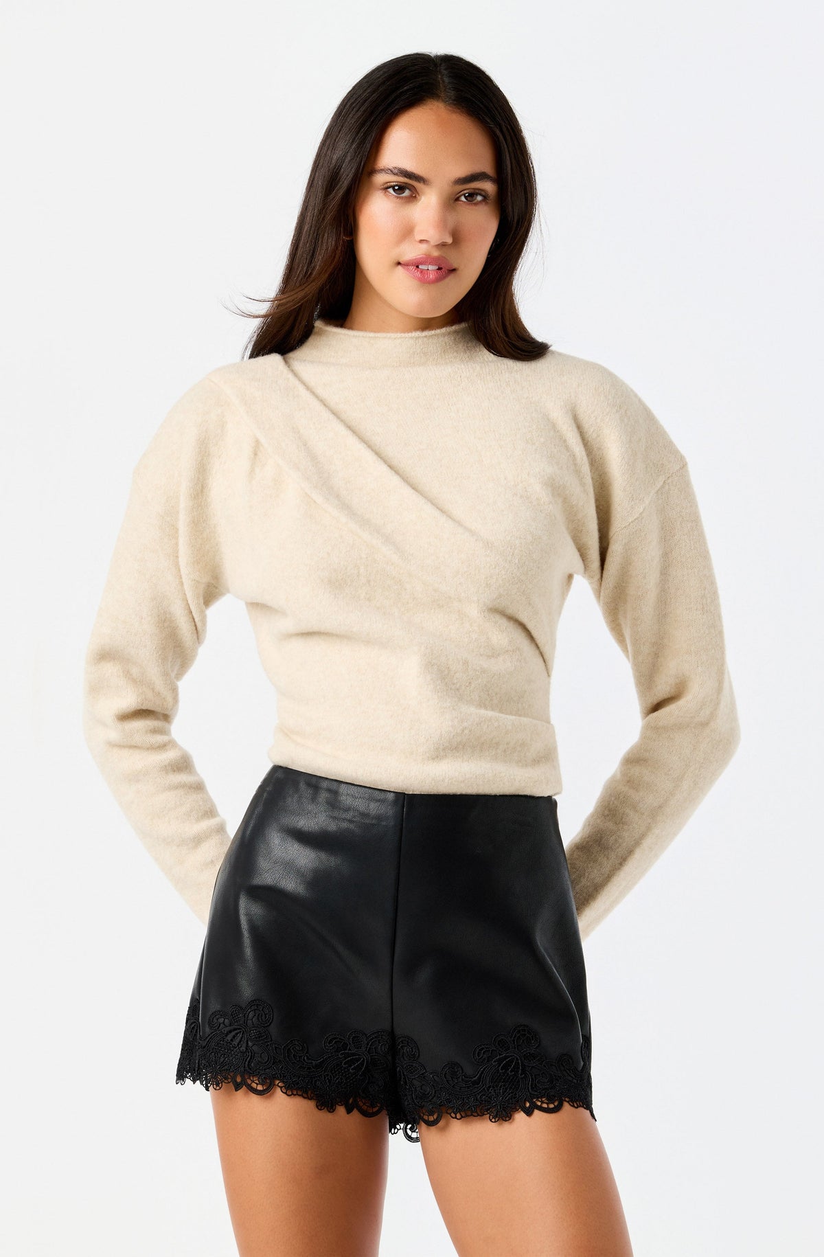 Norma Draped Mock Neck Sweater